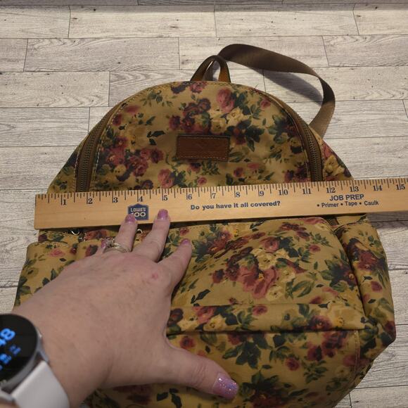 Patricia Nash Floral Canvas Backpack Vintage Rose Print Leather Trim Bag - Picture 9 of 14
